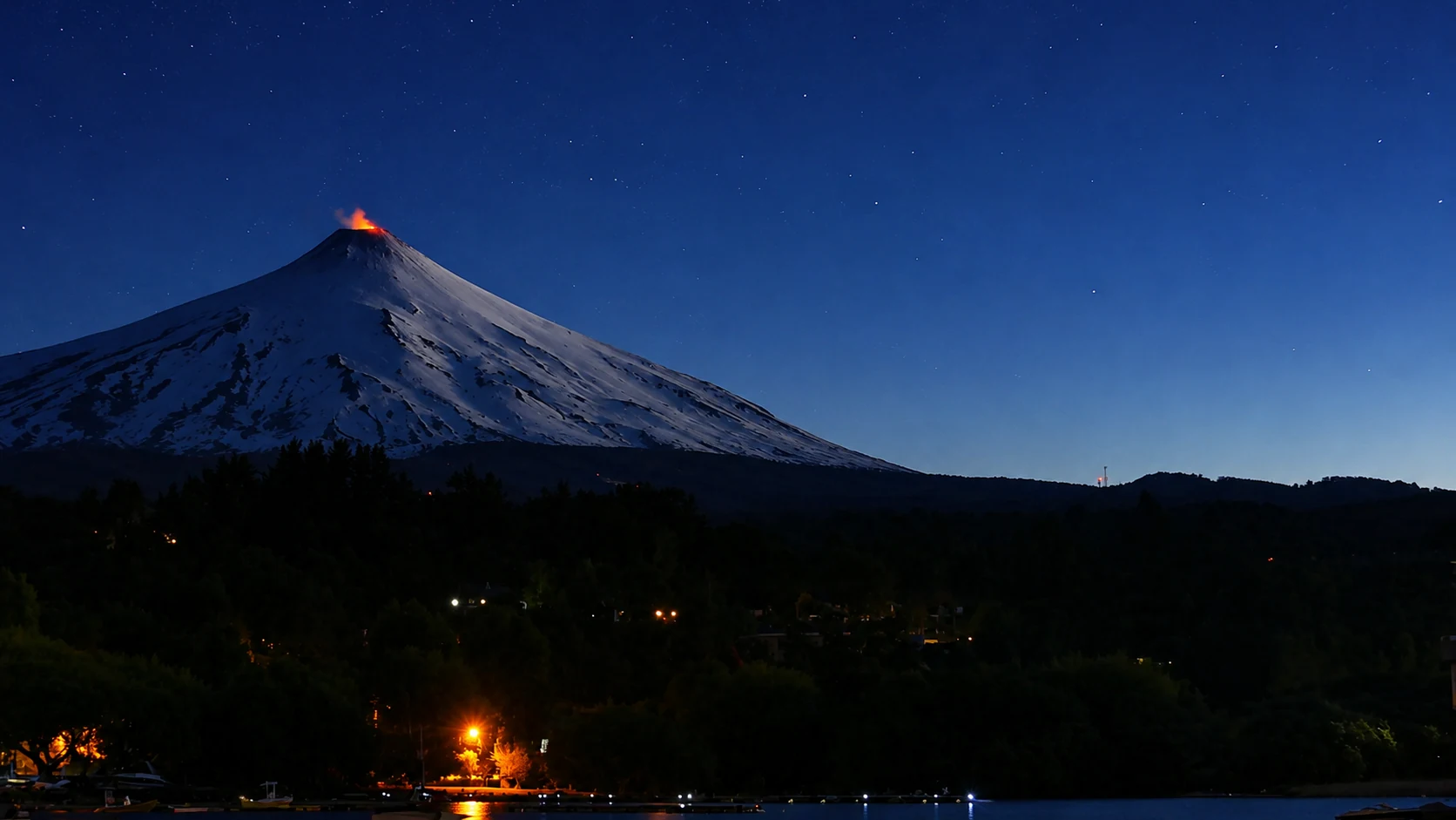 Villarrica Volcano at Night
